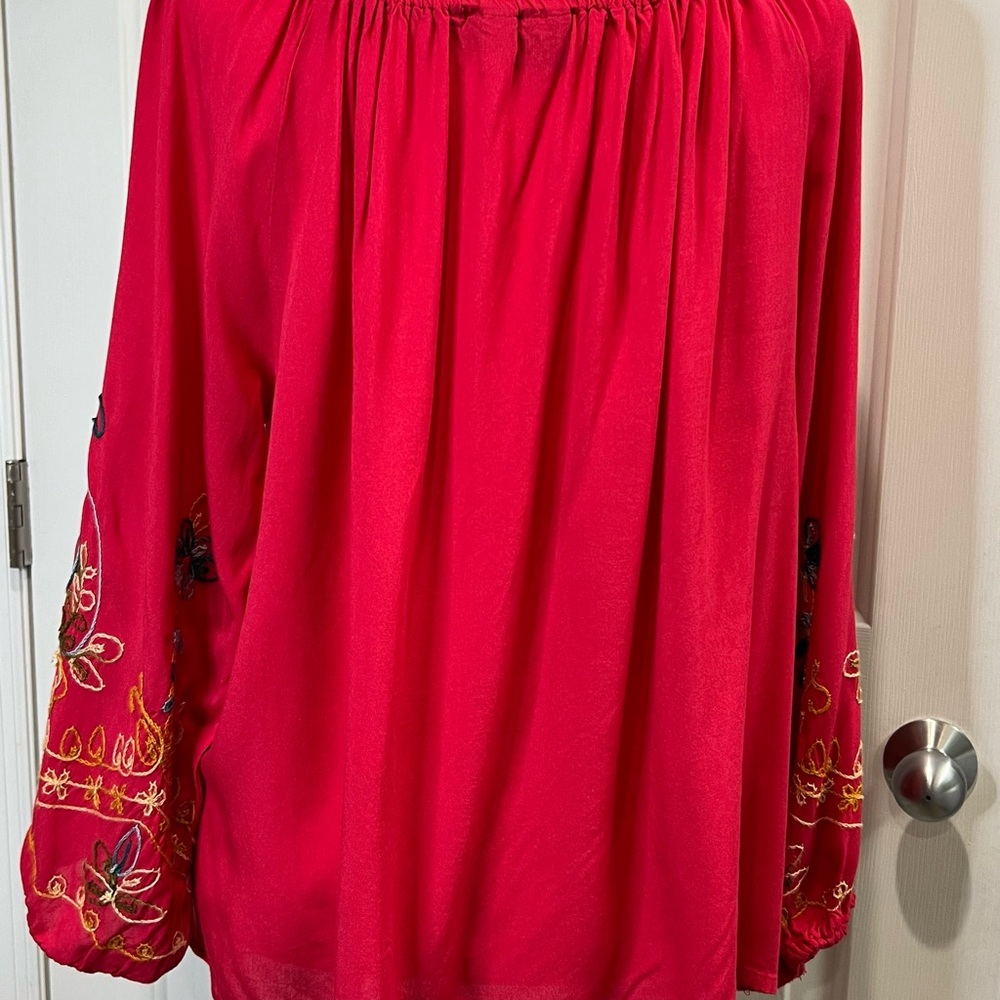 Anandas Collection Red Peasant Boho Red Embroider… - image 5